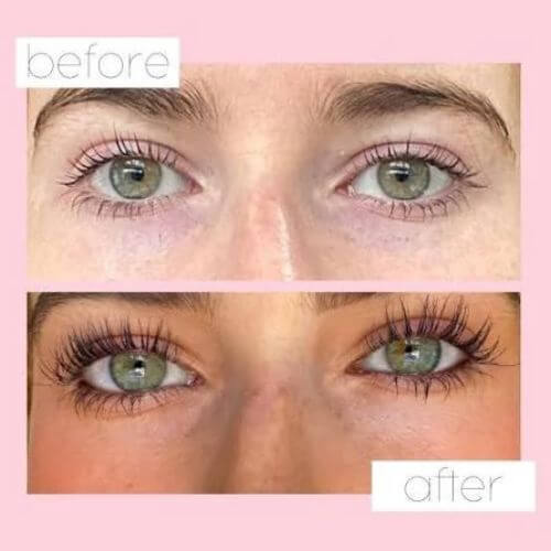 iGlow lash serum before and after lash comparison